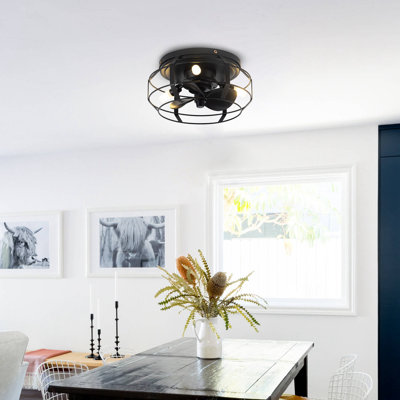 Rakestraw 12.2'' Flush Mount Caged Ceiling Fan with LED Lights and Remote Control