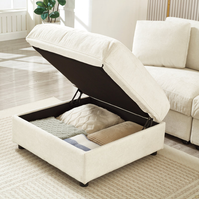 Canapé d'angle modulaire en forme de L de 183 cm, ensemble canapé nuage 2 places avec pouf amovible, 3 rangements et combinaisons personnalisables, canapé de salon en polyester (beige)