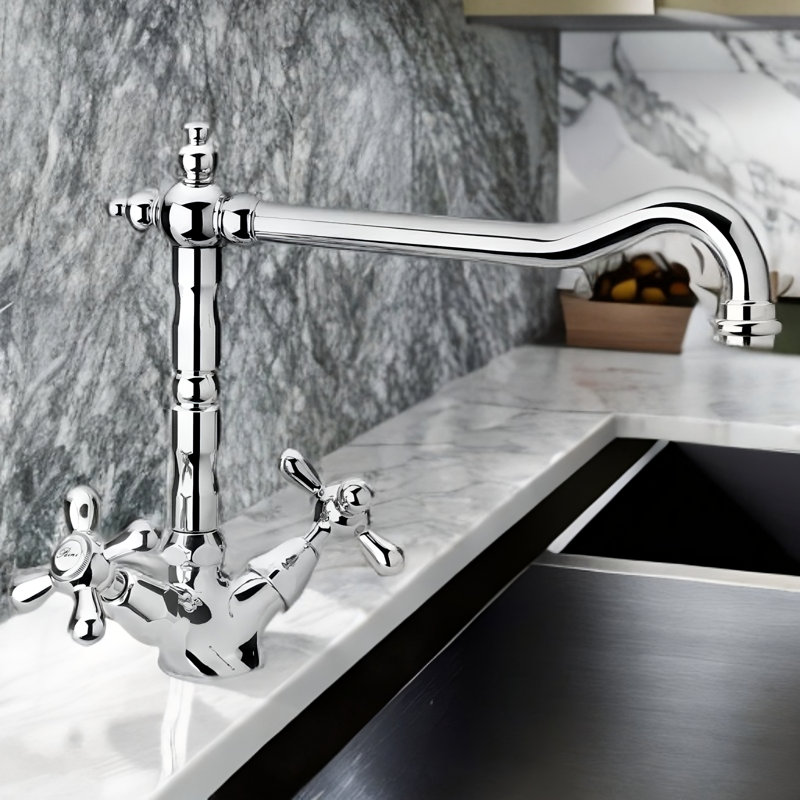 Baroc Twin Lever Monobloc Tap, Chrome