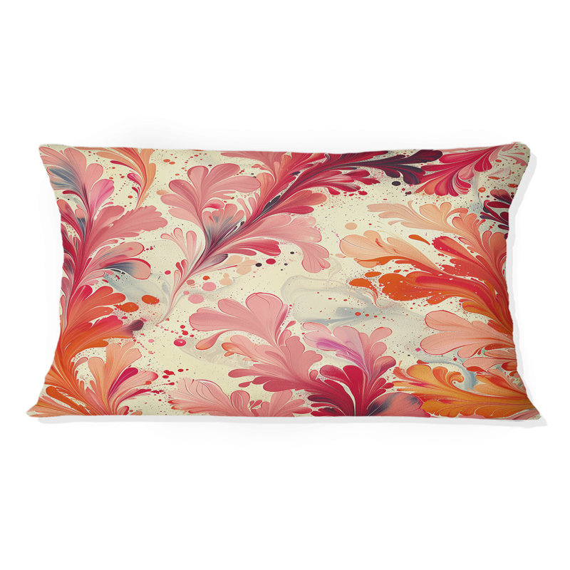 Coussin lombaire rose, orange, floral et fantaisie II
