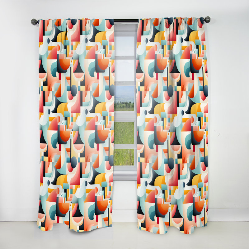 Rideau en velours moderne Contemporary Abstraction I - obscurcissant - 1 panneau, L 52 po x L 120 po