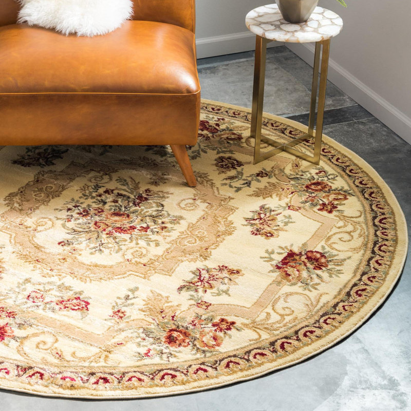 Debora Oriental Cream Area Rug, Cream, Round 13'1"