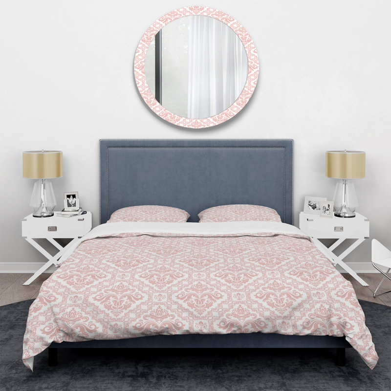Pink Damask - Abstract Duvet Cover Set - Microfiber Polyester