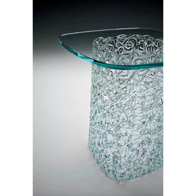 Stitch Glass Top Sofa Table – Modern Coffee Table for Living Room Decor by Dainte