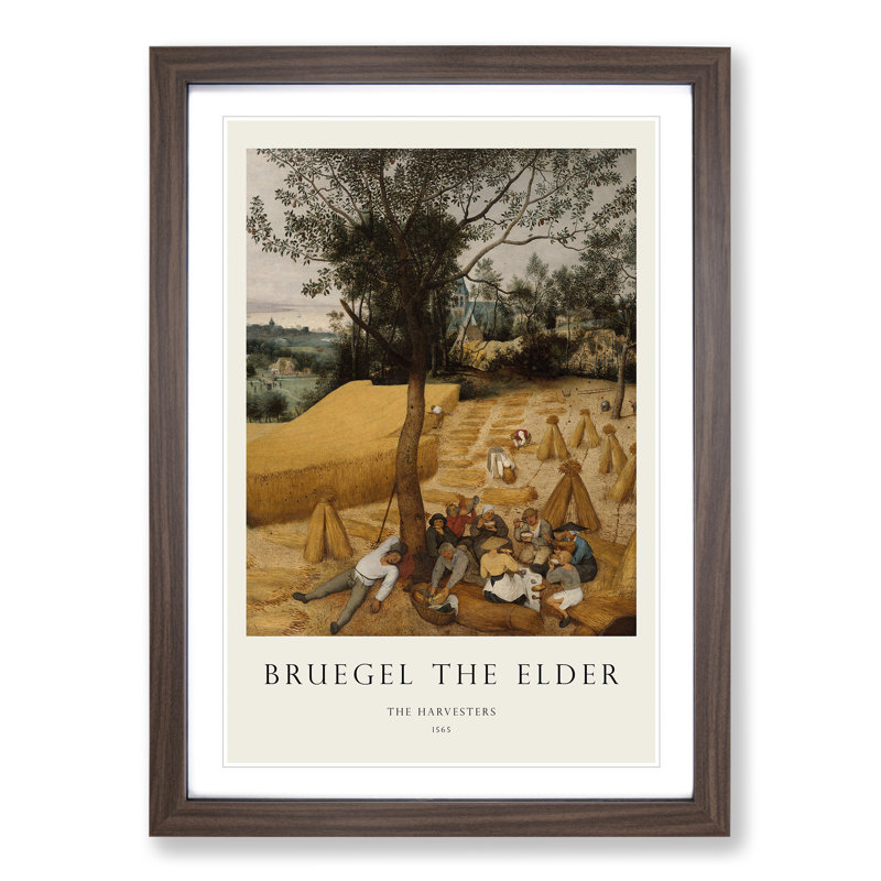 The Harvesters by Pieter Bruegel the Elder - Picture Frame Painting, 65cm H x 48cm W x 2cm D, Walnut Framed