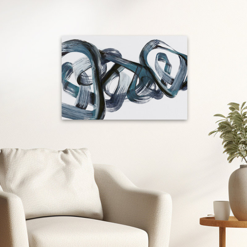 Indigo Intertwine - Art abstrait acrylique abstrait, H 16 po x l 24 po