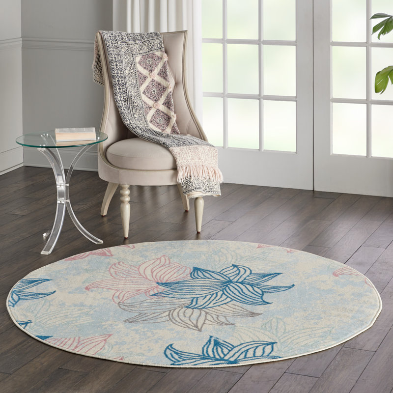 Floral Area Rug, Round 160cm