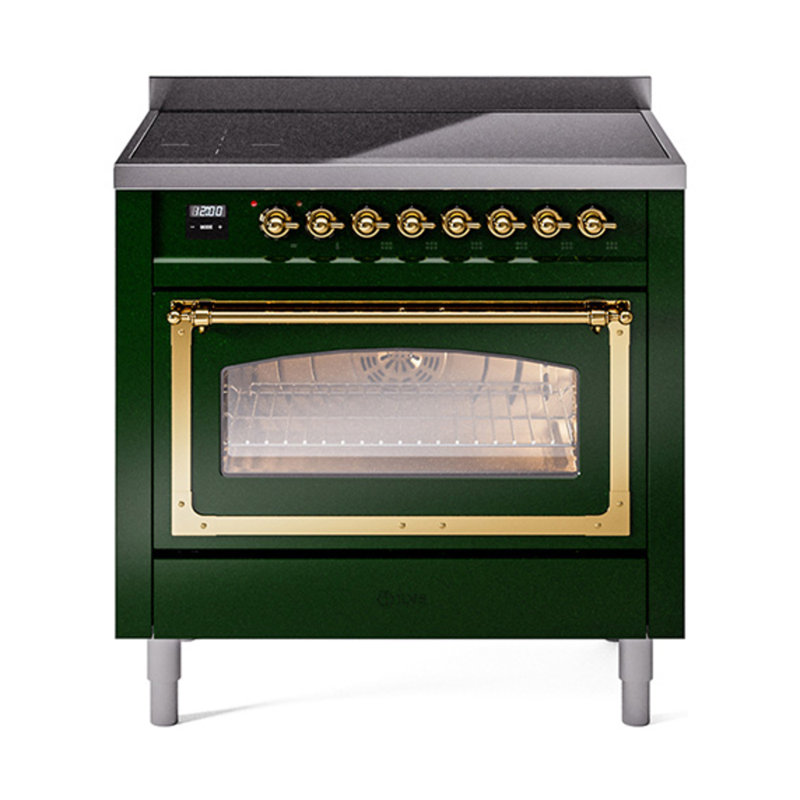 ILVE Nostalgie II Noblesse 36 po à induction, Vert émeraude / laiton