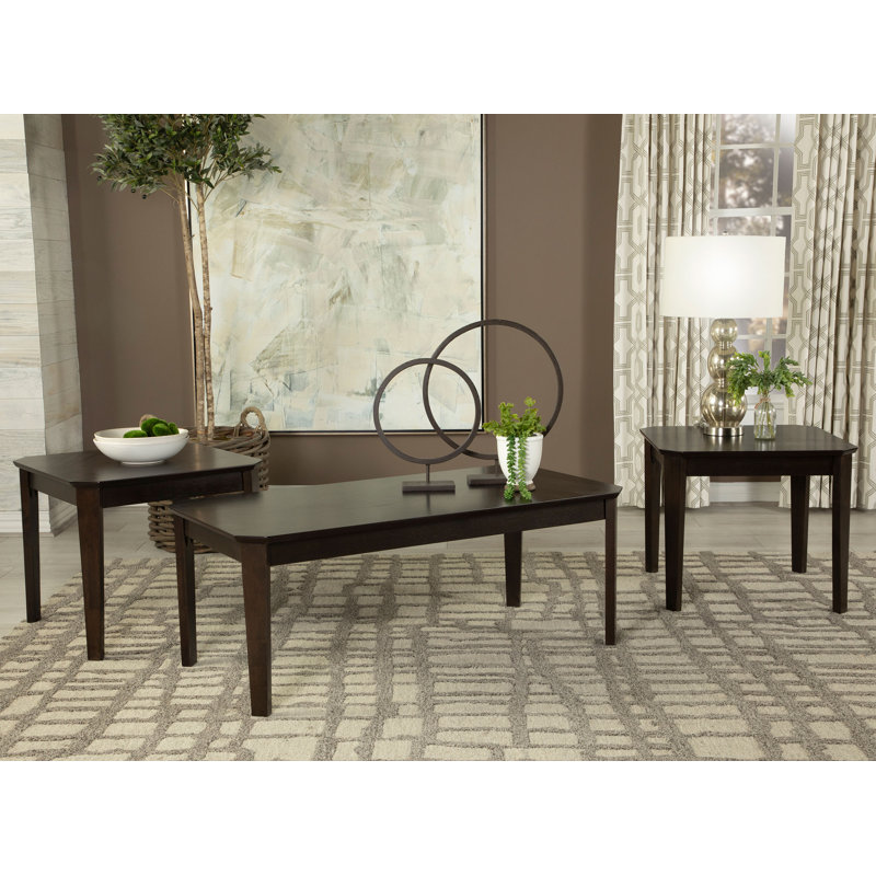  Ensemble de tables basses et de tables de bout 3 pièces Amaro - brun foncé