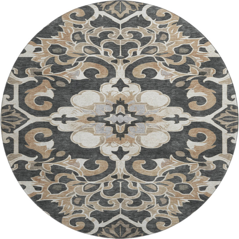 Premium Machine Washable Ralston AMF1947 Global Rug, Round 8'