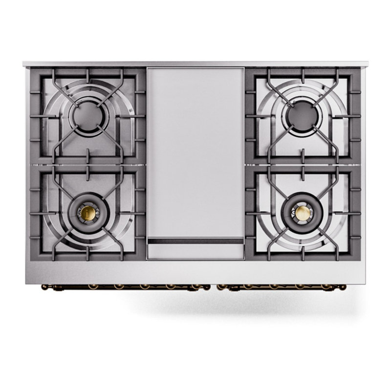 ILVE Nostalgie II 40 in Dual Fuel Range, Natural Gas, Stainless Steel/Bronze
