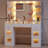 White Makeup Vanity Desk with Lighted Mirror & Glass Top | 7 Lighted Drawers, 4 Shelves & Power Outlet – 3-Color LED Lights, Dressing Table for Bedroom-134161759