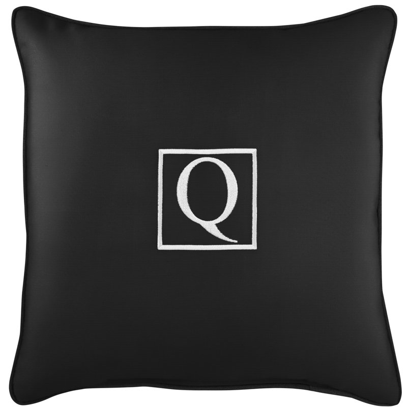 Kettil Embroidered Sunbrella® Outdoor Throw Pillow, Black, Q