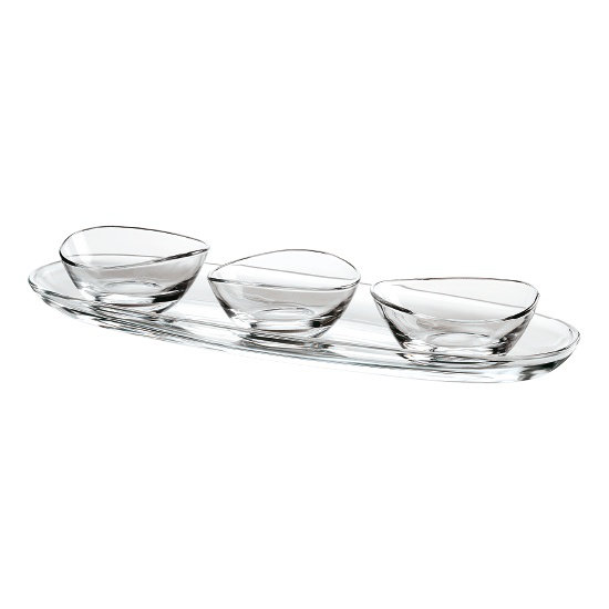 Winston Porter Ayios Glass Condiment Server, 3" H x 19.5" W x 6" D