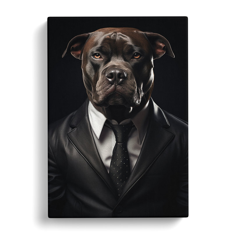Staffordshire Bull Terrier Dadaism No.2 - Wrapped Canvas, 76cm H x 50cm W x 3cm D