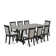 Ensemble de salle à manger moderne - une table de salle à manger avec base à tréteaux et chaises de cuisine en lin avec dossier haut