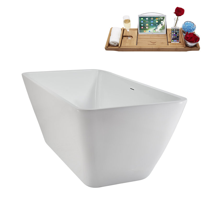 Baignoire autoportante 59 "avec drain interne Streamline, Noir mat
