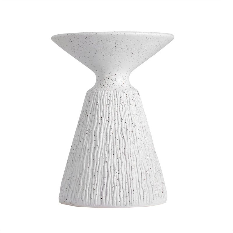 Outdoor White Marble Retro Speckled Textured All-Weather MGO Side Table