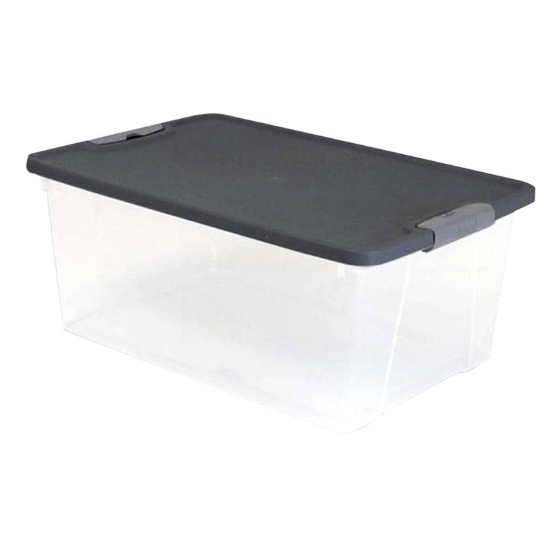 Homz Secure Latch Large Clear Stackable Storage Container w/ Lid, 4, Gray, 15 quart
