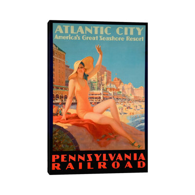 Atlantic City Bathing Pa Line by Vintage Apple Collection - Wrapped Canvas Print