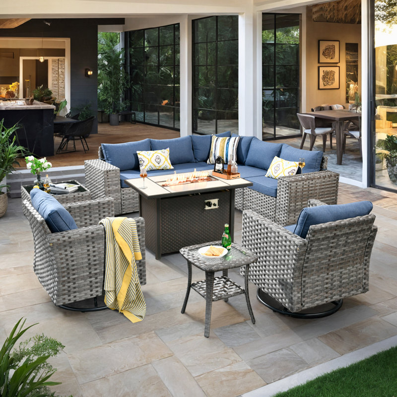 Baili 7 - Person Outdoor Seating Group With Cushions, Dark Gray