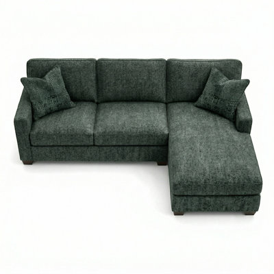 Clifford Sectional – Made in USA, 5-Day Shipping, Custom Fabric Options, L-Shaped Sectional Wholesale Sectional Furniture - Green Velvet Antique Charc