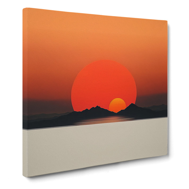 Japanese Sunset Minimalism - No Frame Print, 35cm H x 35cm W x 3cm D