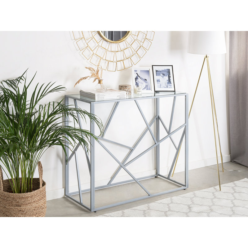Emmalee 100cm Glass Top Console Table, Silver