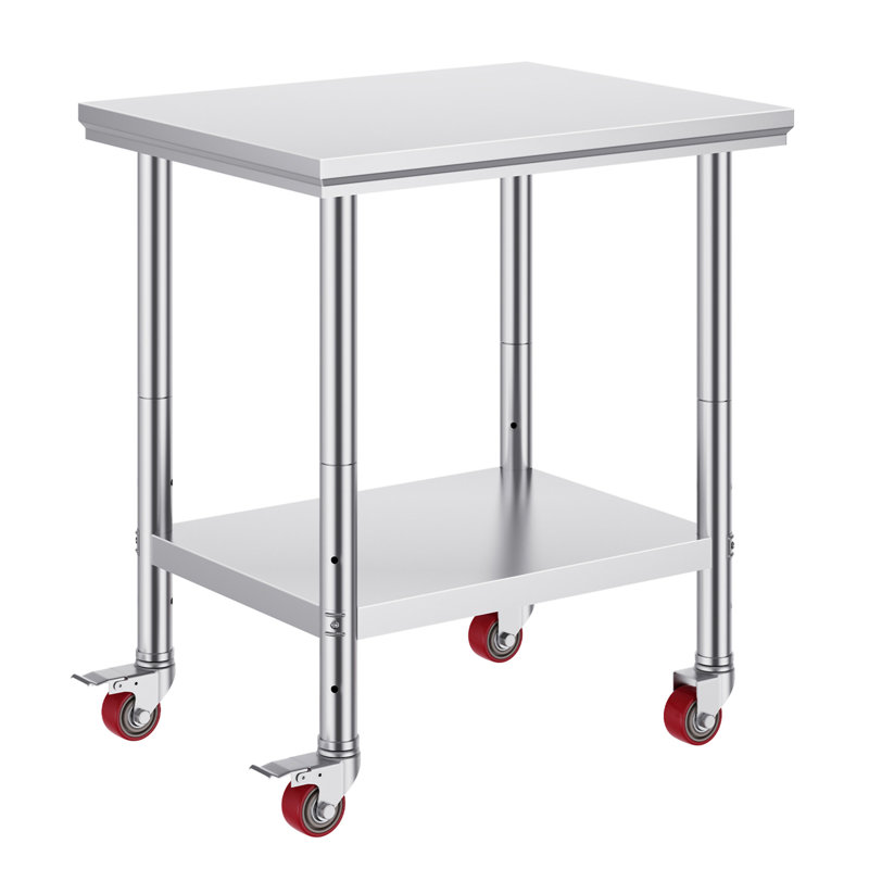 Table de travail en acier inoxydable avec roulettes 24 x 30 Table de préparation avec roulettes Table de travail robuste pour la cuisine commerciale