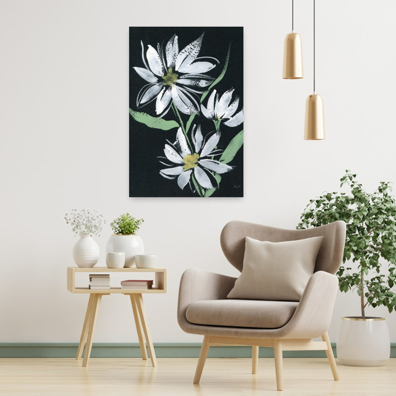 Art floral contemporain blanc minuit, H 36 po x l 24 po