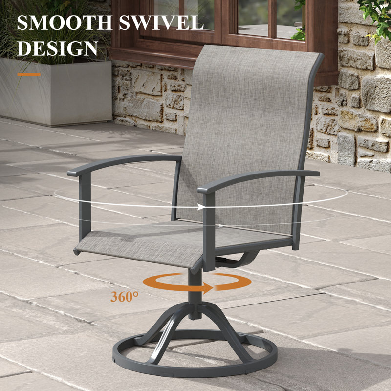 6-Person Outdoor Patio Dining Set With Swivel Chairs, Gray/Black, Gray
