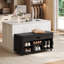 Banc de rangement rembourré pour 10 paires de chaussures avec rangement pour casiers et dessus de lit-130123321
