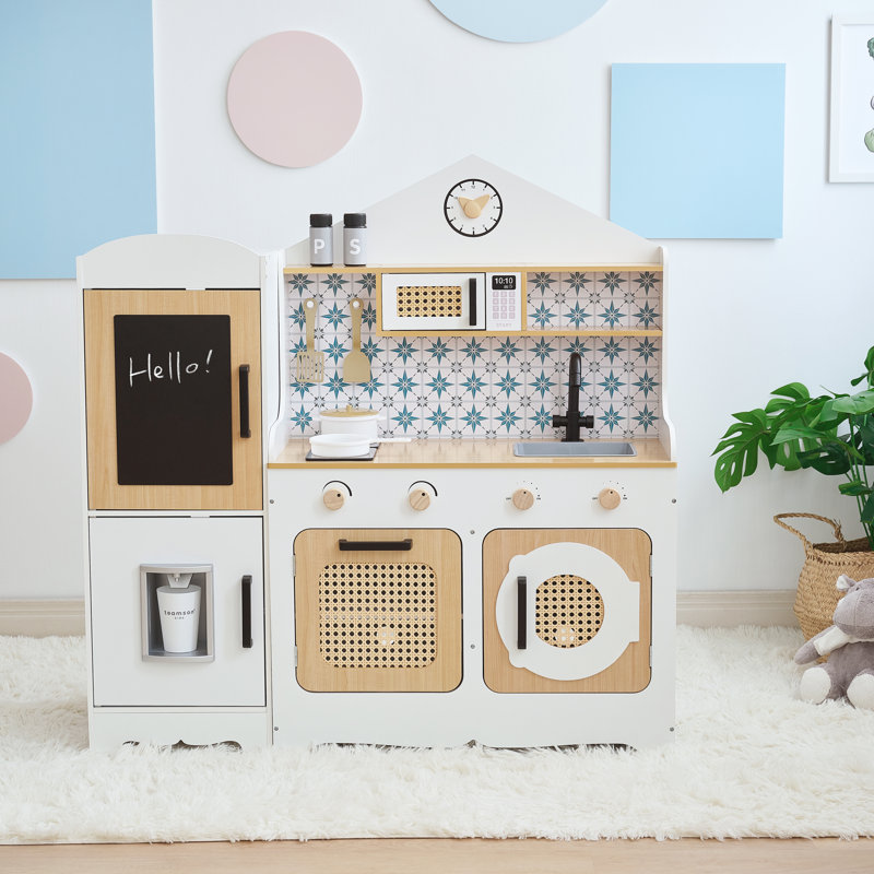 Teamson Kids Little Chef Morocco Modular Wooden Pretend Play Kitchen with 11 Accessorie Set & Interactive Features