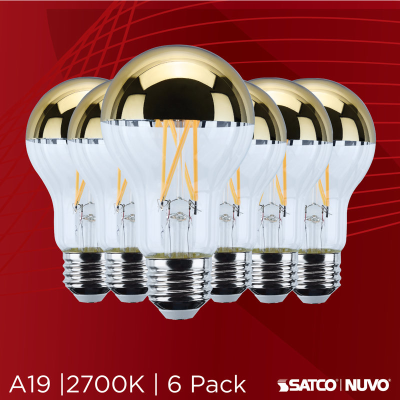 A19 LED Medium Base 2700K CCT Silver Crown 100 Watt Replacement, 650 Lumens, Yellow/Clear, 8 W