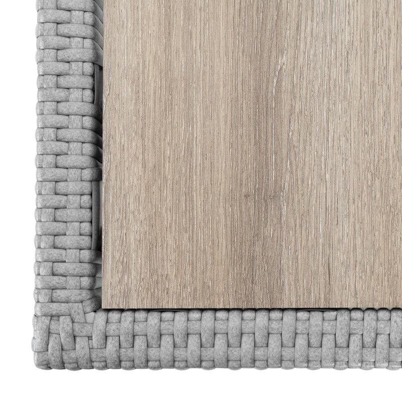Ehrenfried Rectangular Wood Metal Outdoor Coffee Table , 26'' in. W 46'' in. D, Beige/Gray