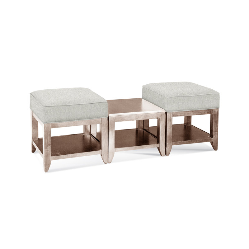 Elements Upholstered Cube Ottoman, Neutral Performance Plaid; 0121-93, Bisque