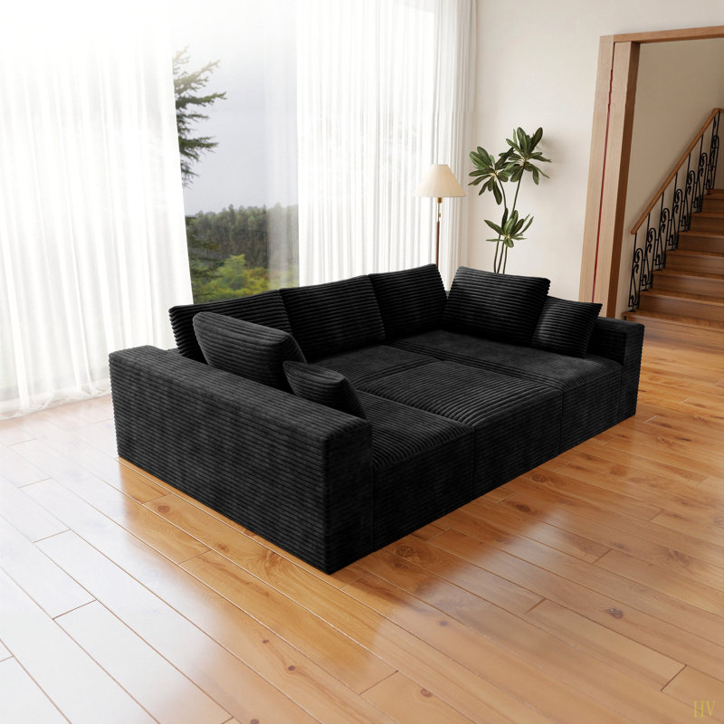 Siège modulaire modulaire pour canapé, canapé rembourré et compressé pour le salon, la chambre à coucher, un appartement, aucun assemblage requis, combinaison sans PC pour 4 personnes, tissu en velours côtelé moelleux