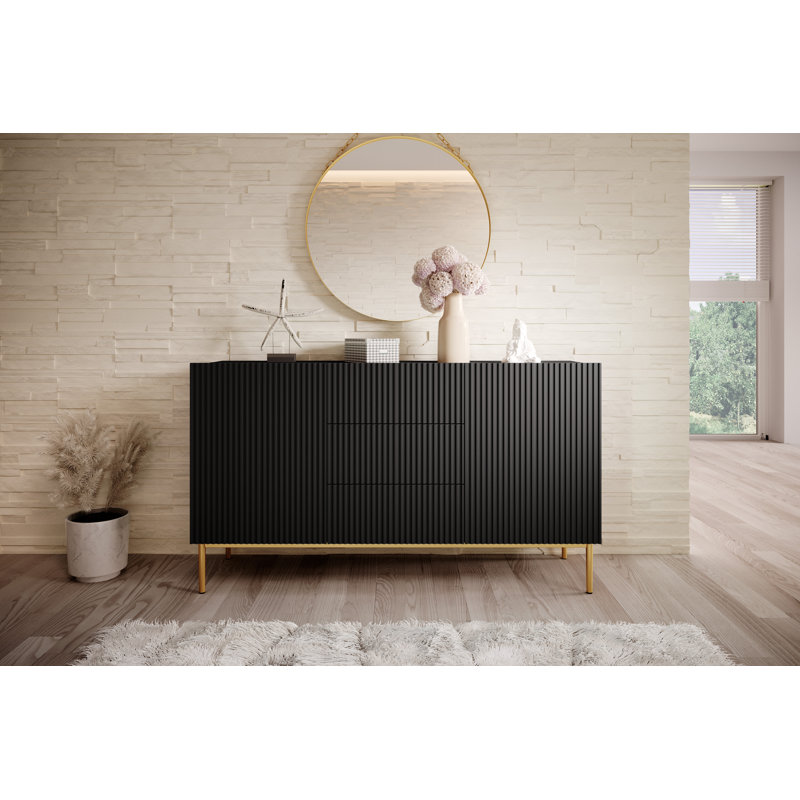 Amhad NICOLE CHEST OF DRAWERS 150 2D3SZ, Black/Gold