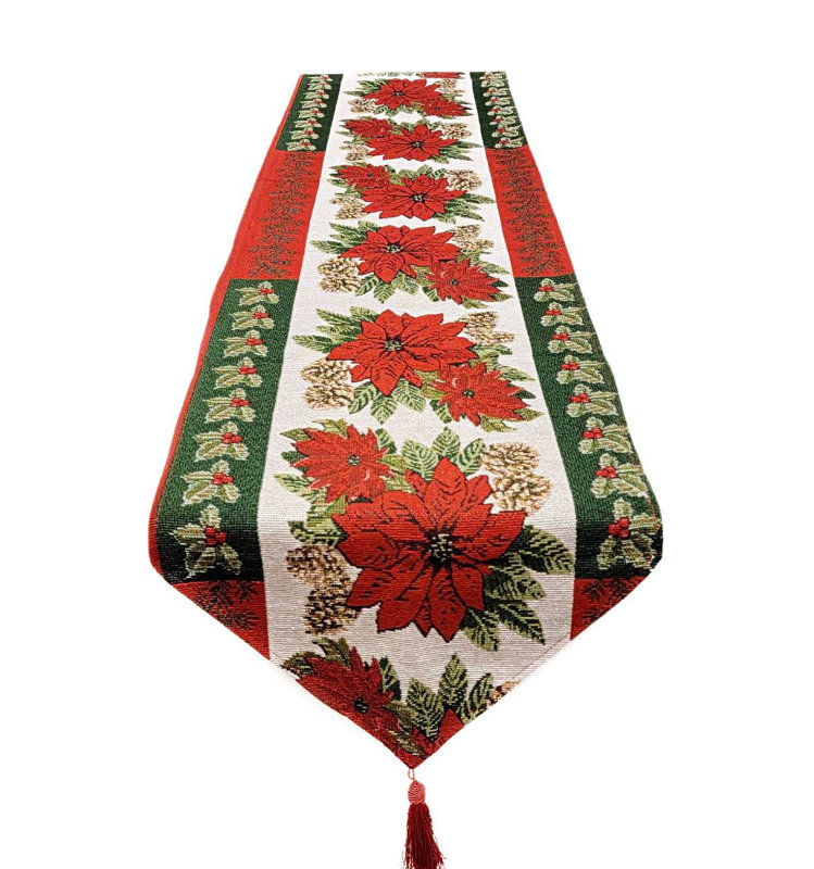 Poinsettia Christmas Table Runner F07M5-8G