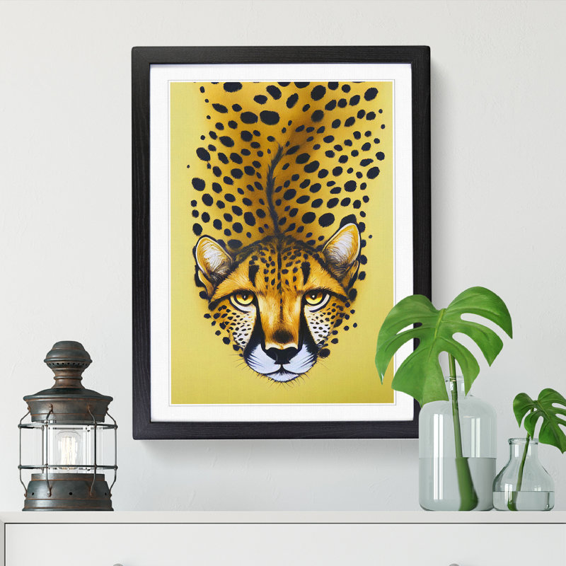 Cheetah Gouache Paint - Picture Frame Print, Black Framed, 64cm H x 46cm W x 2cm D