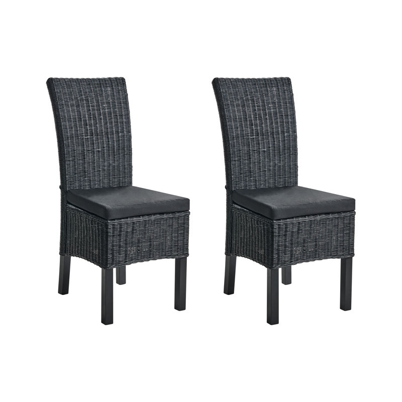 49cm H Solid Wood Stacking Side Chair, Black