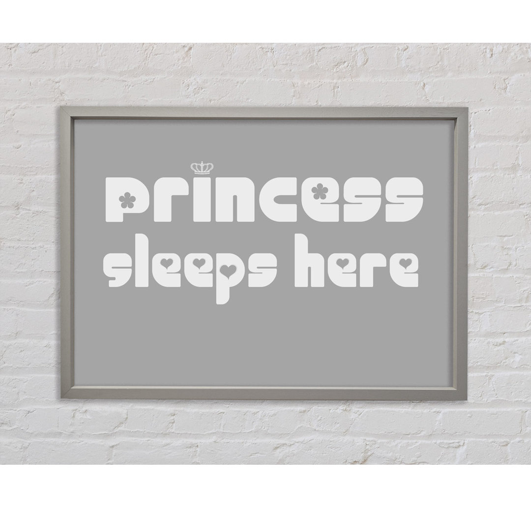 Princess Sleeps 2 Grau Weiß - Einzelner Bilderrahmen Typografie auf Leinwand