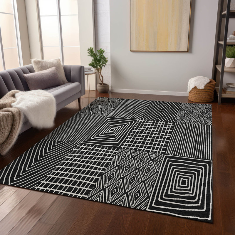 Tapis intérieur / extérieur noir Owen , 8 pi x 10 pi