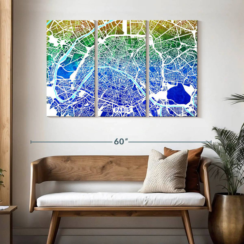 Aliaz Paris Map, 32" H x 50" W