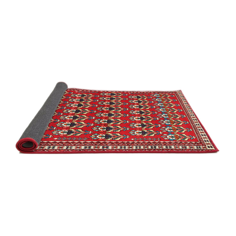 Tapis de style oriental rouge, Rond 5 pi