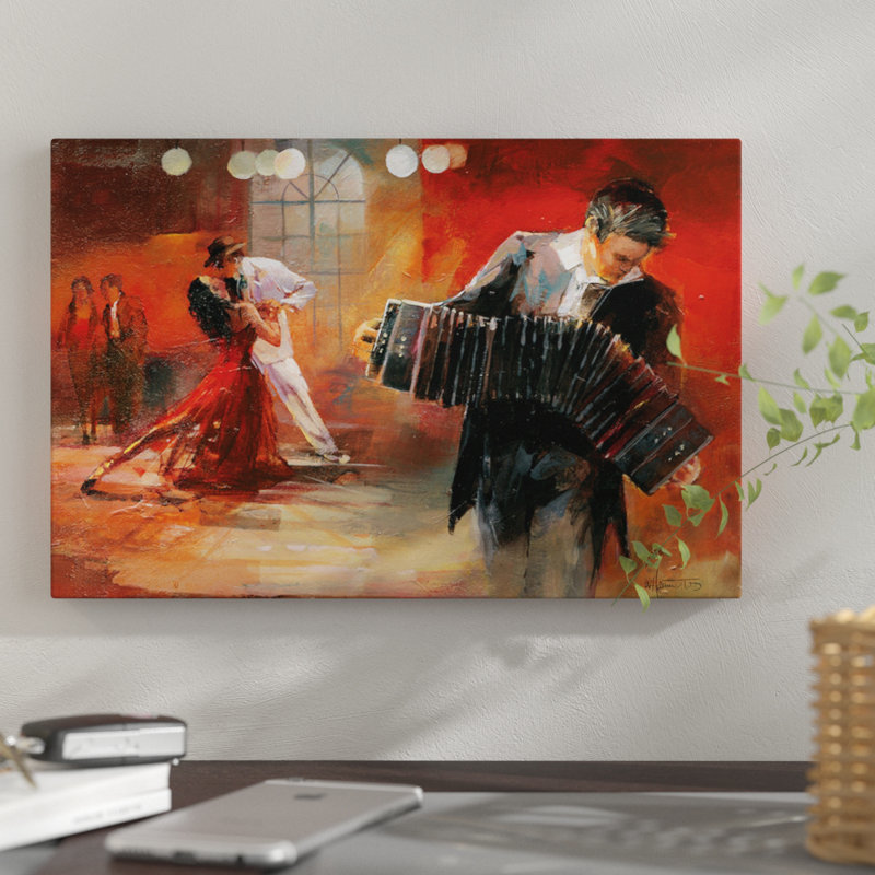 «Bandoneon», reproduction sur toile, H 8 po x l 12 po x P 0,75 po, Pas de tapis, Toile tendue