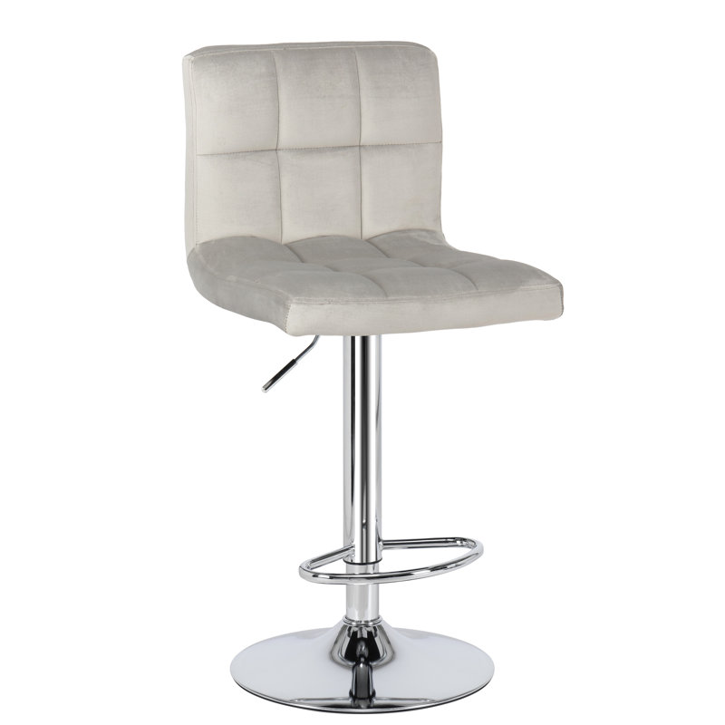 Merriann Swivel Upholstered Adjustable Height Counter Stool, Light Gray
