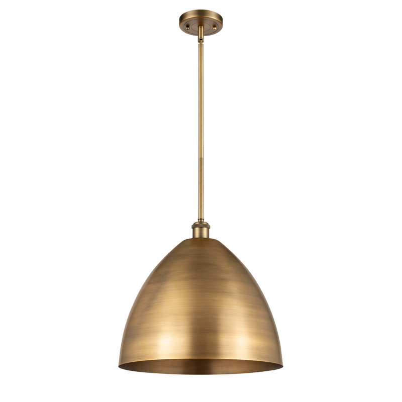 Luminaire suspendu conique à 1 lumière, Laiton brossé, Laiton brossé