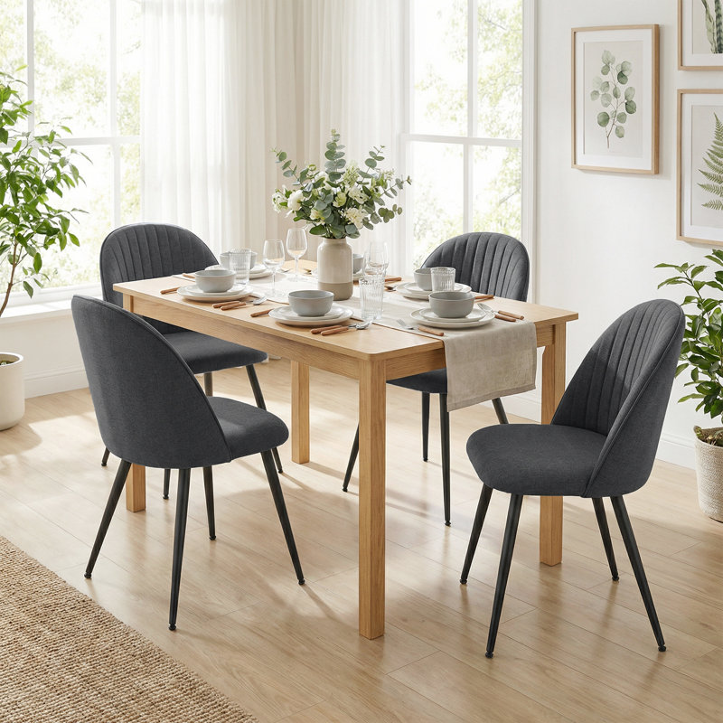 Ensemble de 4 chaises de salle à manger modernes pour le salon, noir, Noir