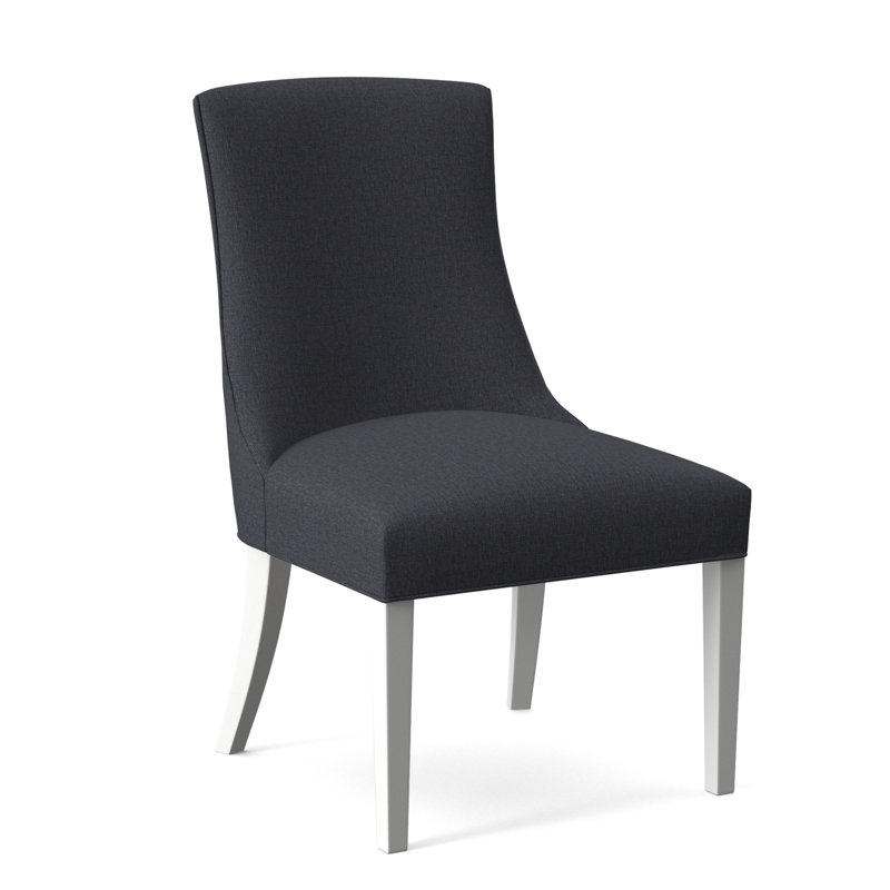 Tuxedo Slipper Dining Chair, Frost White Finish, Green and Blue Stripe; 0252-54